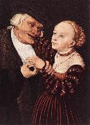 CRANACH, Lucas the Elder Old Man and Young Woman hgsw France oil painting artist